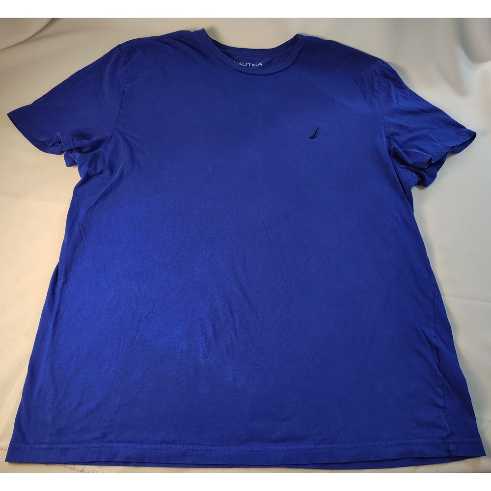 Nautica 3XL Blue Short Sleeve Cotton Crewneck T-Shirt Embroidered Logo Classic